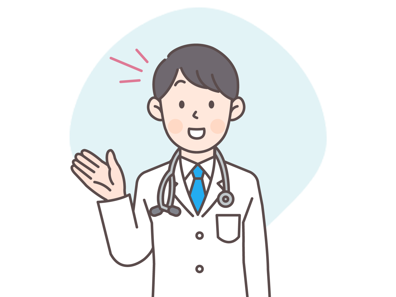 明るい表情のドクターのイラスト